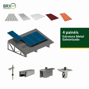 Kit Estrutura para Telhado Fibrocimento Metal para 4 painéis